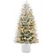 Pre-Lit Potted Flocked Christmas Tree, Realistic Artificial Décor, w/ Twinkling White & Multi LEDs